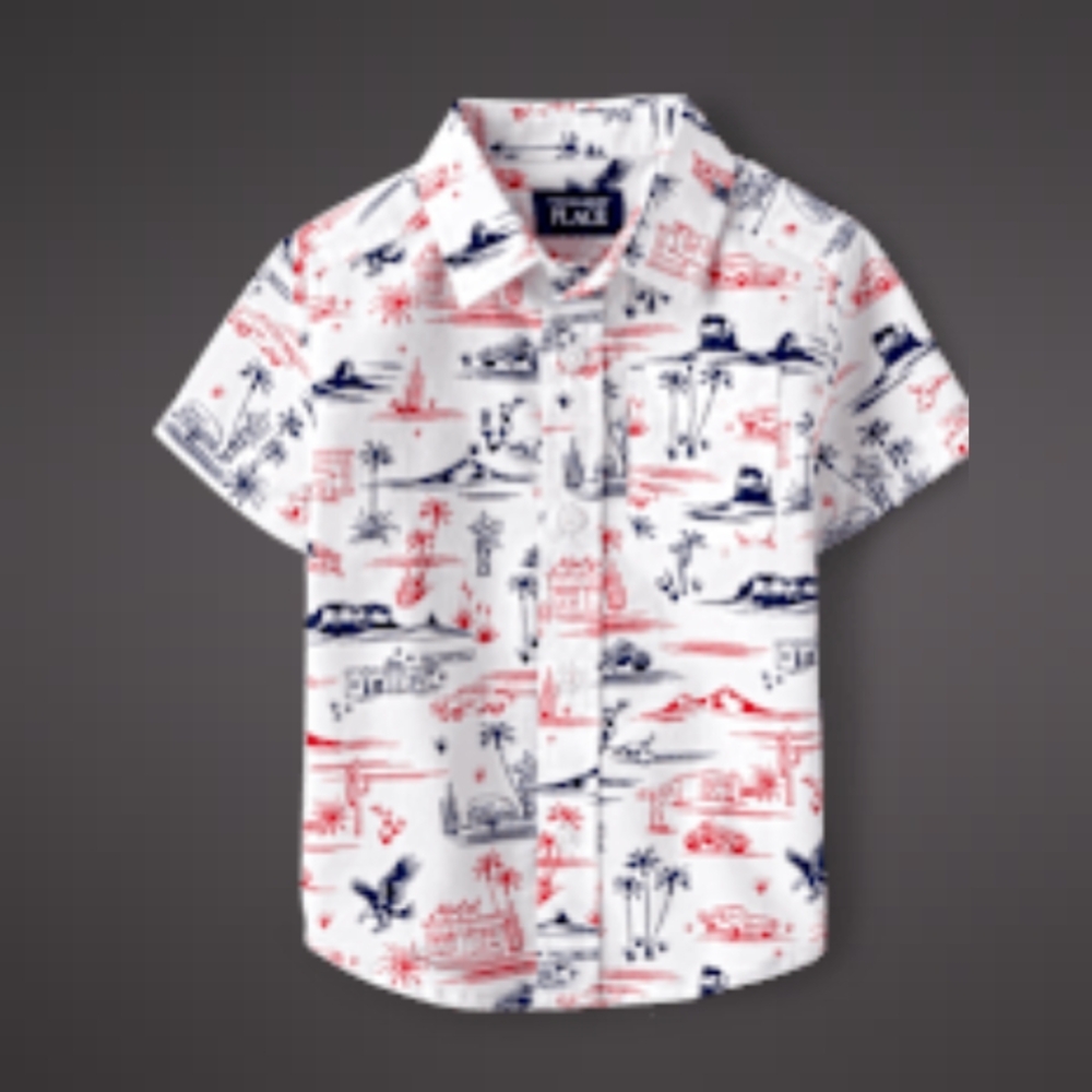 The Children's Place White and Blue Graphic Shirt
